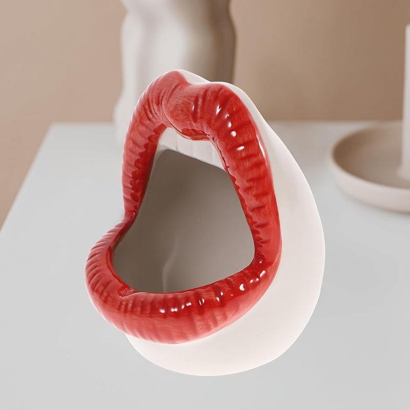 Creative Red Ceramic Cigar Ashtray Big Mouth Design Holder for Home Decor Indoor Smoking - Image 3